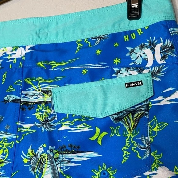 Hurley Big Kids Boys' Blue Board Shorts Swim Trunks Swimwear Size 14 Pool - Picture 10 of 11